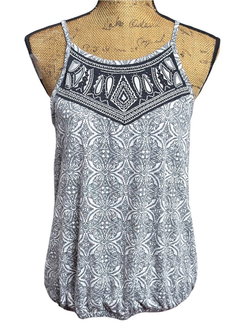 Maurices White and Black Printed Tank Top